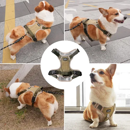 Miniatura 5 de Arnés para perro pequeño, arnés reflectante resistente táctico sin tirones y collar - seguro, sin estrangulamiento, chaleco para mascotas fácil
