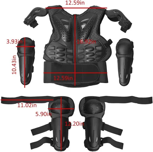 Miniatura 7 de Chaleco de armadura de motocicleta para niños, equipo de protección para bicicleta de cross, protector de columna vertebral para jóvenes, coderas