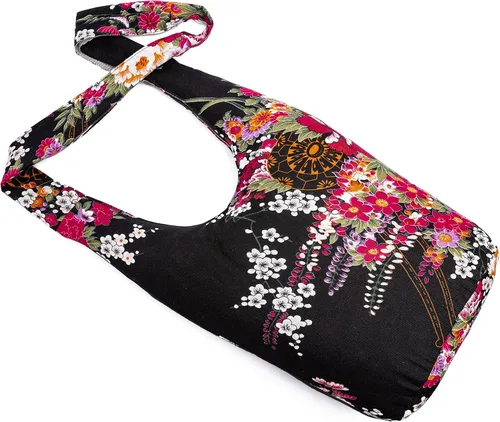 Miniatura 63 de Bolsa de hombro para mujer, de lona en estilo hippie/bohemio para llevar cruzada al hombro, disponible en diferentes colores y estampados
