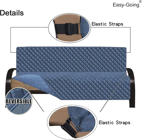 Miniatura 3 de Easy-Going - Funda para sofá, futón y sillón sin reposabrazos, reversible, resistente al agua, para mascotas y niños (azul oscuro/azul claro)