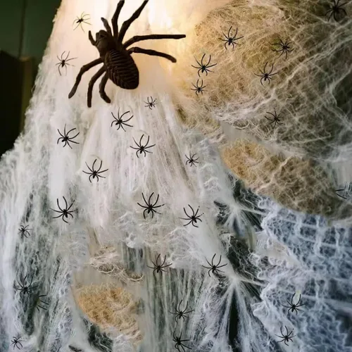 Miniatura 4 de swagon Telaraña de Halloween de 1,600 pies cuadrados con 75 arañas falsas extra, telarañas súper elásticas, telarañas blancas, telarañas