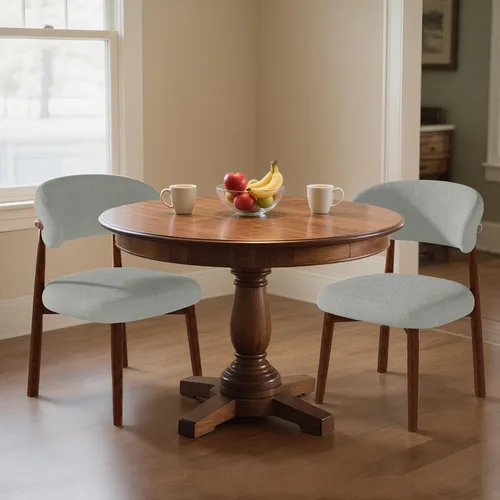 Miniatura 15 de Juego de 2 sillas de comedor estilo granja, sillas de cocina tapizadas de tela moderna de mediados de siglo, sillas de comedor de madera