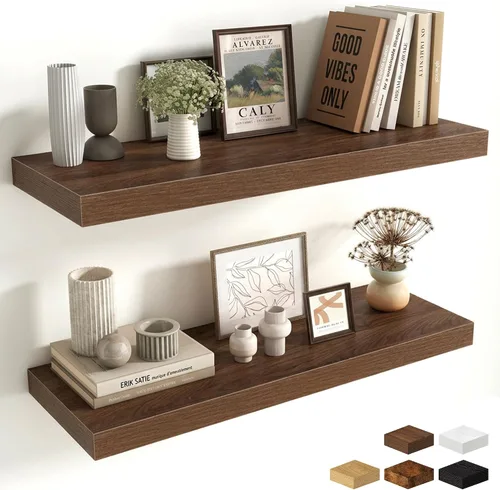 Miniatura 107 de Estantes flotantes de 48 pulgadas para pared, estante de chimenea de 10 pulgadas de profundidad, estantes flotantes de madera para pared, estantes