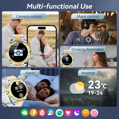 Miniatura 6 de J-CD Reloj inteligente para mujer, pantalla grande de 1.85 pulgadas, compatible con modo de voz / Bluetooth/Deportes / Rastreador de actividad
