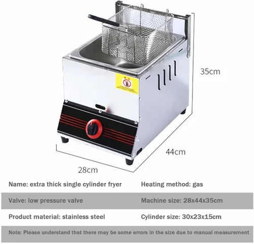 Miniatura 2 de Freidora de gas profundo de acero inoxidable, cesta de tanque de mesa, freidora de propano LPG de acero inoxidable, control de temperatura