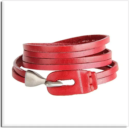 Miniatura 5 de Xusamss Punk Rock Metal Easy Hook pulsera de cuero brazalete de cuero,7.5" muñeca