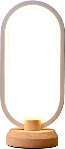 Miniatura 9 de LONRISWAY Lámpara de escritorio moderna lámpara de mesa de madera LED, luz de noche de noche de noche, iluminación LED regulable, decoración
