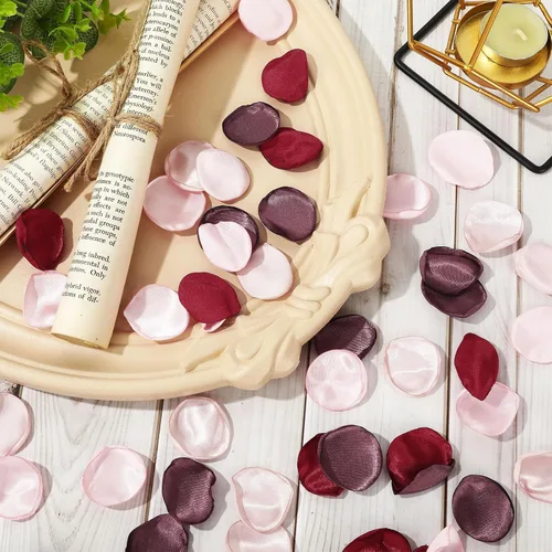 Miniatura 5 de Whaline 400 pétalos de rosa de seda, pétalos de flores artificiales dispersos para el día de San Valentín, despedida de soltera, noche romántica