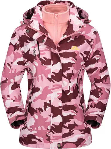 Miniatura 16 de MAGCOMSEN - Abrigos de invierno 3 en 1 para mujer, chaqueta de esquí impermeable, cortavientos, con forro polar, parka