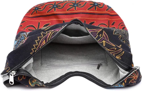 Miniatura 27 de Bolsa de hombro para mujer, de lona en estilo hippie/bohemio para llevar cruzada al hombro, disponible en diferentes colores y estampados