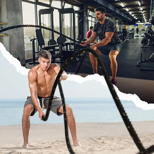 Miniatura 6 de Yes4All Cuerdas de batalla de 1.5/2 pulgadas con manga protectora extra, cuerdas de entrenamiento para entrenamiento cruzado en casa gimnasio