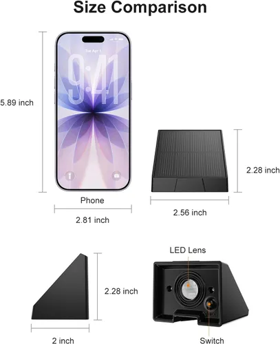 Miniatura 3 de Paquete de 16 luces solares para valla de montaje en pared para exteriores, decorativas, impermeables, para terraza, escaleras exteriores, jaula