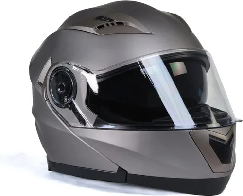Miniatura 8 de Milwaukee Helmets MPH9808DOT - Casco modular de motocicleta avanzado de plata ionizada con visera abatible, talla S
