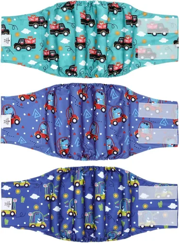 Miniatura 36 de CuteBone - Pañales lavables para perro macho, banda abdominal, paquete de 3 unidades, color negro, modelo DM54XS