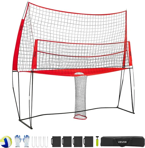 Miniatura 8 de VEVORAdjustable Height Badminton Net Set for Backyard Beach Lawn, Outdoor Portable Volleyball Net with Carrying Bag, 4 Square Quick Assemble Game