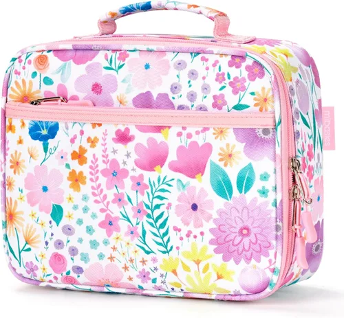 Miniatura 7 de mibasies Lonchera infantil para niñas, bolsa de almuerzo aislada y reutilizable para la escuela, preescolar, jardín de infantes, fresas surtidas