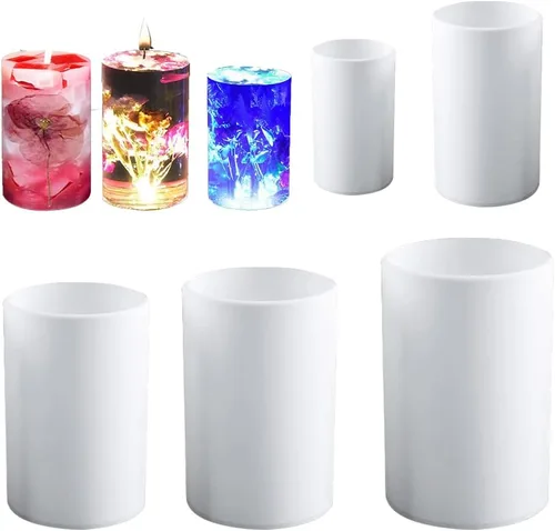 Miniatura 4 de Katutude Paquete de 5 moldes para velas cilíndricas, moldes de silicona 3D para velas perfumadas de bricolaje, jabón hecho a mano, cera