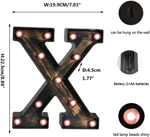 Miniatura 5 de Oycbuzo - Cartel de letras con luces LED doradas y negras, estilo industrial y clásico, para decoración de cafeterías, bodas, fiestas de cumpleaños