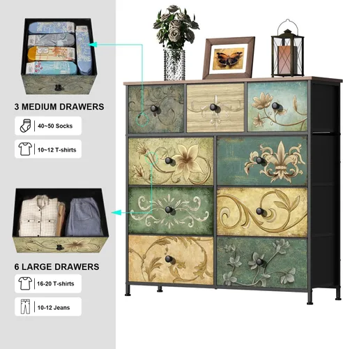 Miniatura 5 de Tohomeor Cómoda con Cajones para Dormitorio Cómoda de Cajones de Tela para Closet, Cuarto de Bebé, Entrada, Perchero de Pie, Soporte de TV para Sala