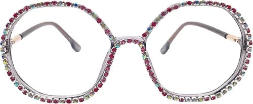 Miniatura 2 de Gafas de lectura con diamantes de imitación de polígono para mujer, con bloqueo de luz azul
