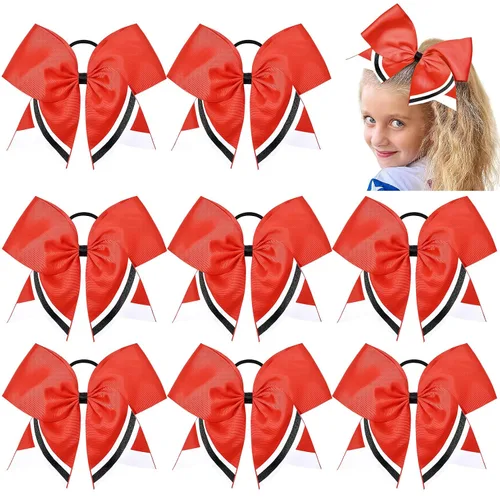 Miniatura 20 de 8 lazos de animación con brillantina, grandes lazos negros para animar, lazos para el pelo para niñas de 8 pulgadas, banda elástica a granel
