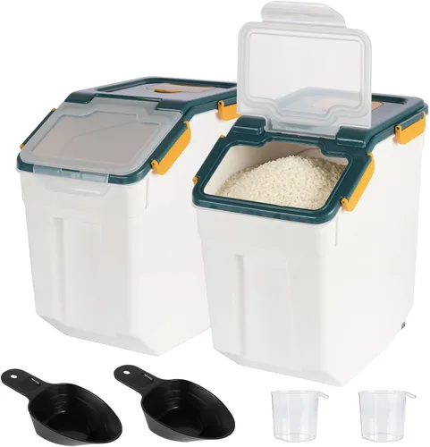 Recipiente de almacenamiento de arroz de 25 libras, contenedor grande de harina para el hogar, dispensador hermético de cereales de grano con