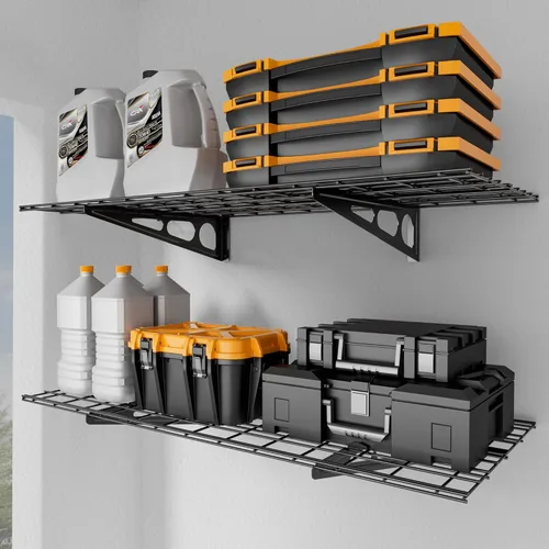 Miniatura 14 de Estantería de garaje de 2 x 6 pies, paquete de 2 estantes de pared para garaje, cocina, almacenamiento de despensa, capacidad de carga total de 800