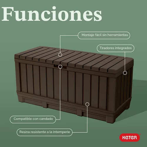 Miniatura 3 de Keter Kentwood - Caja de resina de 92 galones, organización y almacenamiento para muebles de patio, cojines de exterior, almohadas, herramientas