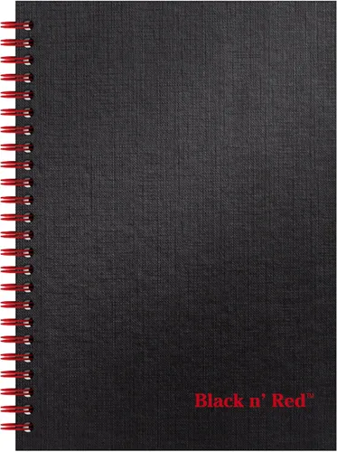 Black n' Red Cuaderno, Diario de Negocios, 8-1/4" x 5-1/4", 70 Hojas, Rayado, Papel Optik, Aplicación Scribzee, Tapa Dura, Encuadernado con Alambre,