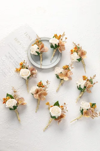 Miniatura 2 de 10 unids/lote de espuma artificial PE flores boda novio hermano padre boutonnieres hombres ojales ramillete boda flor fiesta decoración