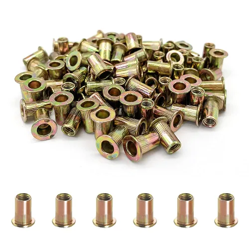 Miniatura 15 de 50 tuercas de remache, kit surtido de tuercas de remache métricas de acero al carbono M10, surtido de tuercas roscadas de cabeza plana, para Amarillo