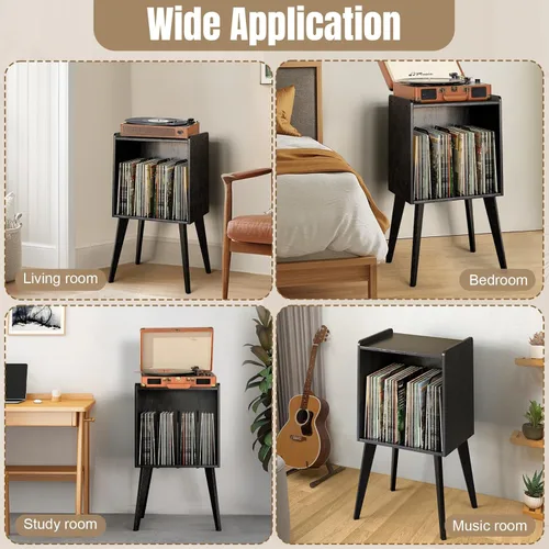 Miniatura 6 de Gannyfer Soporte para tocadiscos: soporte de almacenamiento de discos de vinilo de mediados de siglo con capacidad para hasta 160 álbumes, estante
