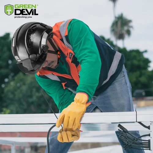 Miniatura 6 de GREEN DEVIL Casco de seguridad con visera tintada y transparente con ventilación Casco de construcción ABS Cascos de construcción para hombres