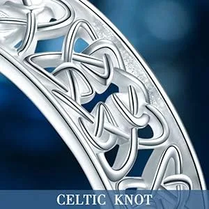 Miniatura 6 de DAOCHONG Anillo de plata de ley 925 sin níquel con nudo celta tejido de buena suerte irlandés de amor para mujer, talla 5-11, Metal precioso, Sin