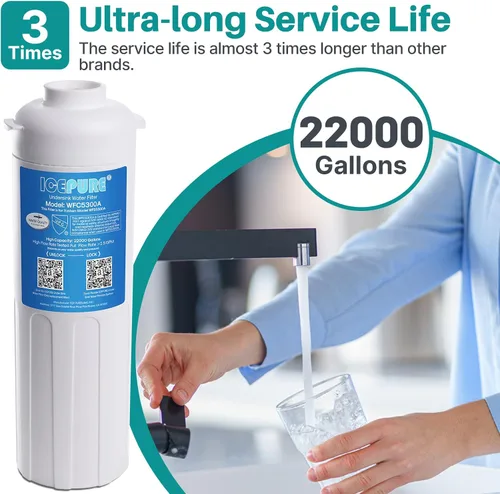 Miniatura 3 de ICEPURE WFC5300A Sistema de filtro de agua debajo del fregadero, vida ultralarga de 3 años o 22000 galones, reemplazo para el sistema de filtración
