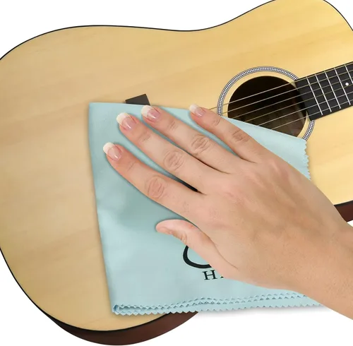 Miniatura 6 de Paquete de 4 paños de guitarra de 12 x 12 pulgadas, gamuza de fibra ultrafina, paños de pulido de felpa para instrumentos musicales, paños de pulido