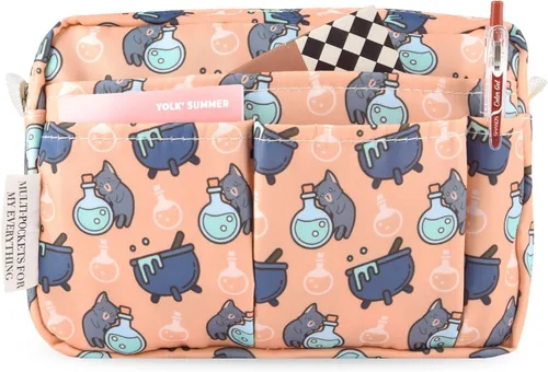 Miniatura 10 de qianshan Organizador de Portafolio con Múltiples Bolsillos, Bolsa de Cosméticos Impermeable con Cremallera de Viaje, Bolsa de Almacenamiento