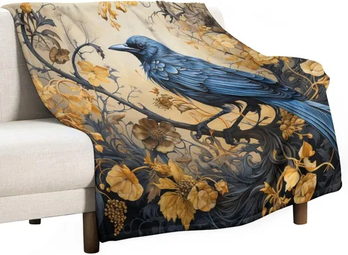 Miniatura 11 de Mantas suaves y mantas para sofá, fina manta de franela de flores amarillas y azules polvorientas, manta de franela de flores amarillas y azules