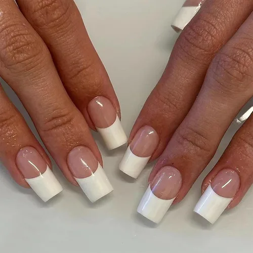 Miniatura 29 de MISUD - Uñas postizas largas cuadradas con pegamento de Rojo Gótico y Negro, diseño cruzado gótico Y2K acrílico, 24 piezas