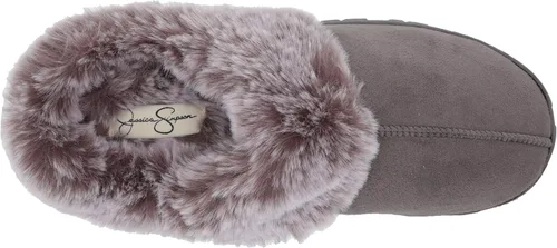 Miniatura 5 de Jessica Simpson - Zueco de piel sintética para mujer pantuflas cómodas y peludas para interiores con espuma viscoelástica