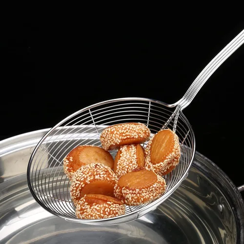 Miniatura 6 de Colador Skimmer, colador de araña de acero inoxidable, cucharón para pasta, espaguetis, fideos y freír en la cocina, cuenco de 6 pulgadas