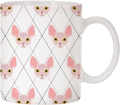 Miniatura 5 de Adorable Cat Breed Design Argyle Pattern Taza de café de cerámica (abisinian)