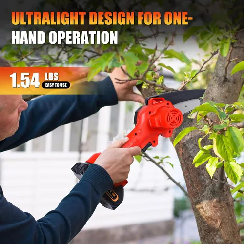 Miniatura 7 de Mini motosierra inalámbrica de 4 pulgadas, motosierras portátiles de mano con una sola mano para corte de madera de rama de árbol