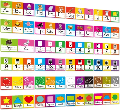 Miniatura 9 de OUNENO Juego de tablero de letras del alfabeto ABC Línea de números 0-20 para decoración de pared de preescolar, jardín de niños, primaria