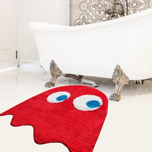 Miniatura 9 de Evovee Alfombra de baño roja, bonita alfombra de baño divertida, decoración divertida, alfombra roja para dormitorio, divertida, divertida, redonda