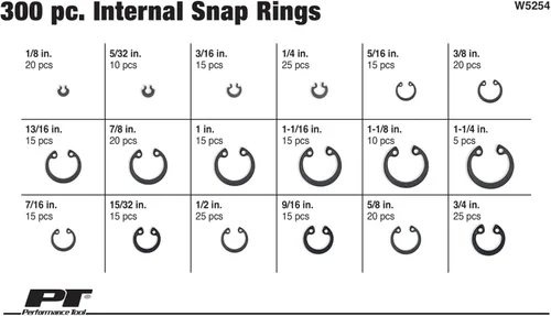 Miniatura 2 de Performance Tool W5212 - Juego de anillos de retención externos surtidos, 300 unidades, negro