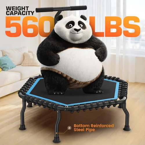 Miniatura 2 de ANCHEER Trampolín de rebote de 50 pulgadas para adultos, mini trampolín plegable 2026 con barra, trampolín de ejercicio para adultos, carga máxima