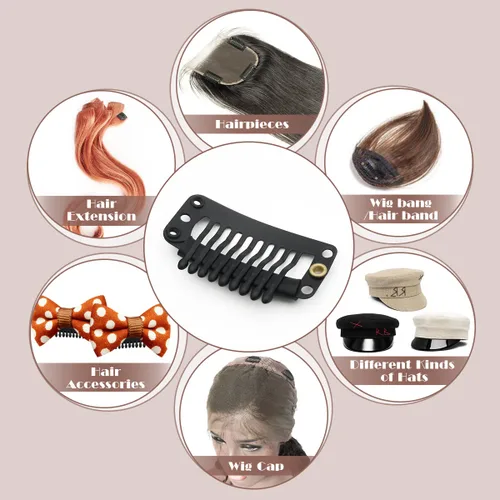 Miniatura 20 de Dreamlover - Clips para extensiones de cabello, clips para peluca con 9 dientes, 30 piezas Beige