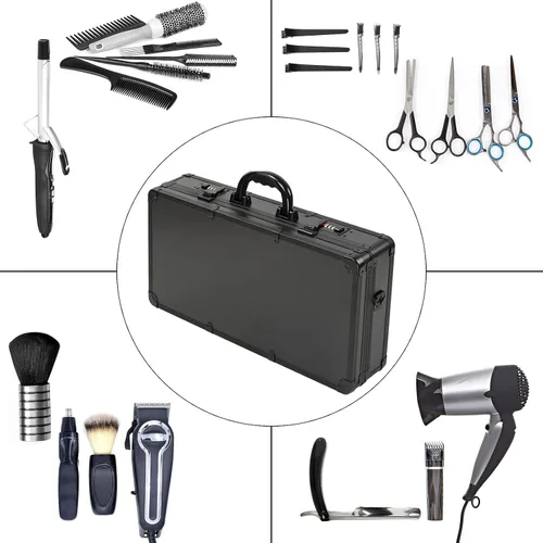 Miniatura 4 de Estuche de transporte de peluquería, estuche de viaje portátil, kit profesional para el cabello, organizador de almacenamiento, maleta con asa