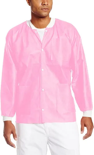 Miniatura 31 de Paquete de 10 chaquetas desechables de laboratorio, chaqueta médica reutilizable hasta la cadera, unisex, con puños de punto y bolsillos